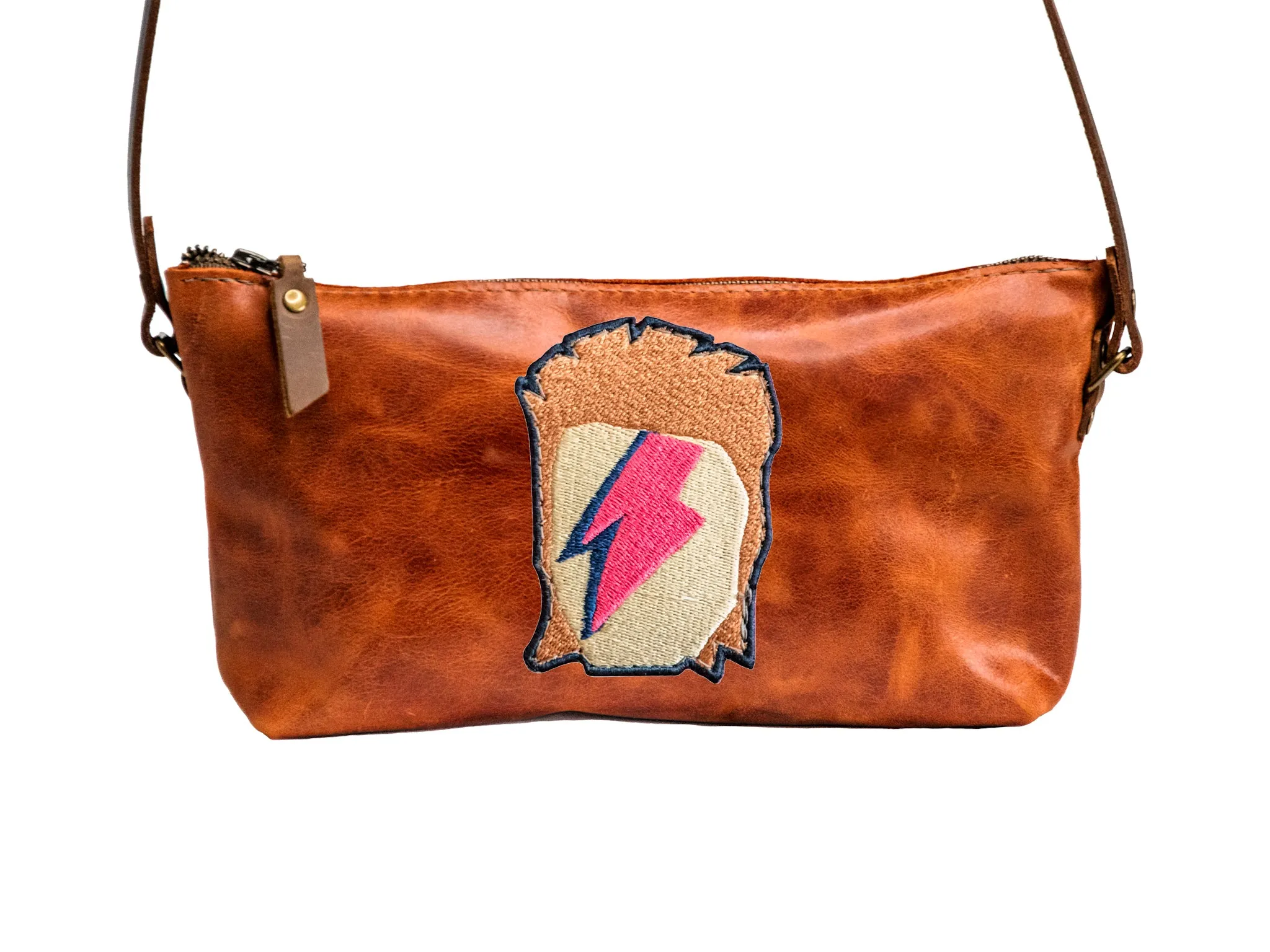LIMITED RUN | Icon Series | The Leather Mini-zip crossbody bag Small | Embroidered Patch |  Ziggy