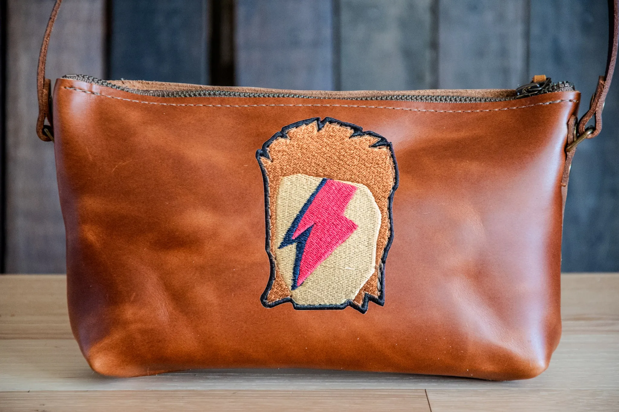 LIMITED RUN | Icon Series | The Leather Mini-zip crossbody bag Small | Embroidered Patch |  Ziggy