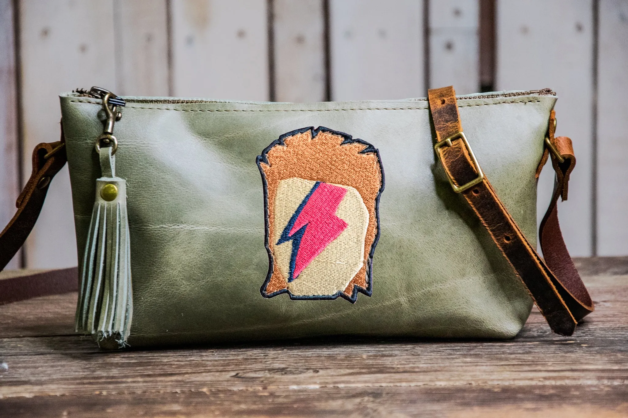 LIMITED RUN | Icon Series | The Leather Mini-zip crossbody bag Small | Embroidered Patch |  Ziggy