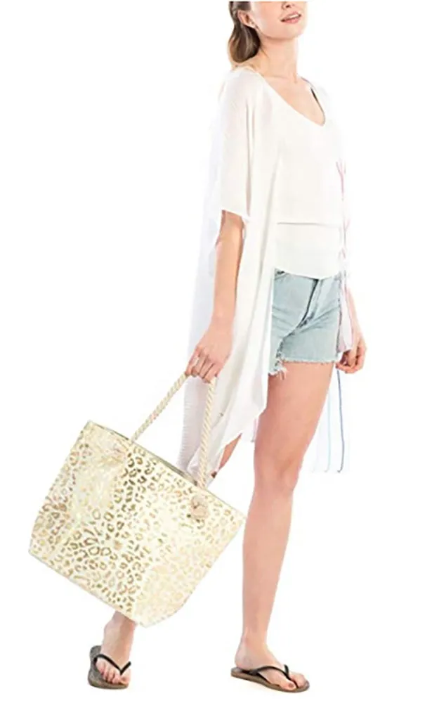 LOA176 Metallic Animal Pattern Beach Bag