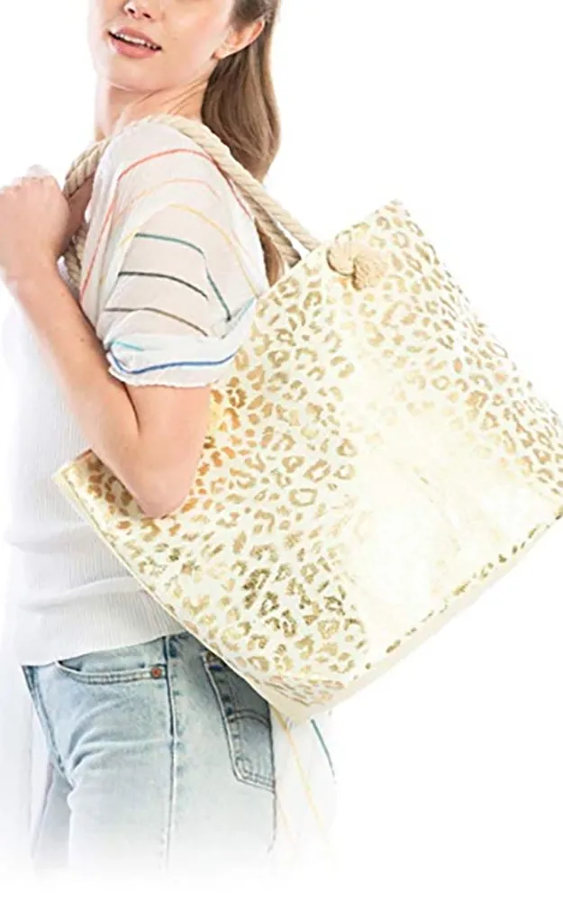 LOA176 Metallic Animal Pattern Beach Bag