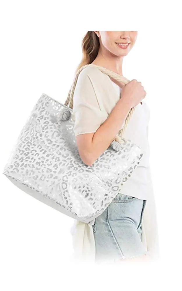 LOA176 Metallic Animal Pattern Beach Bag