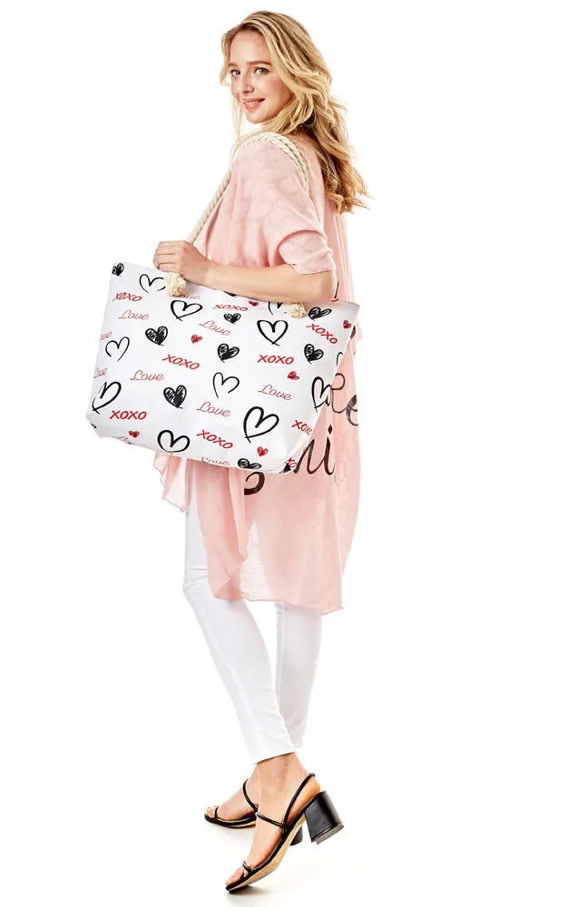 LOA257 XOXO Love Pattern Beach Bag