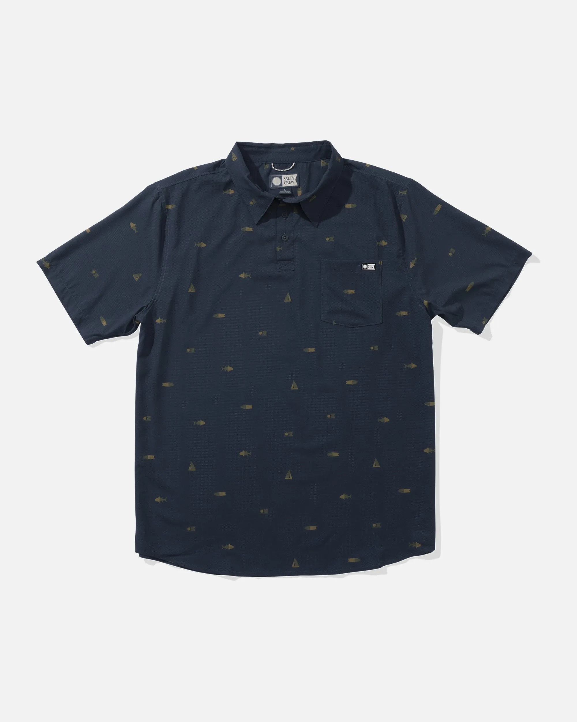Mayday Perforated Tech Polo - Navy