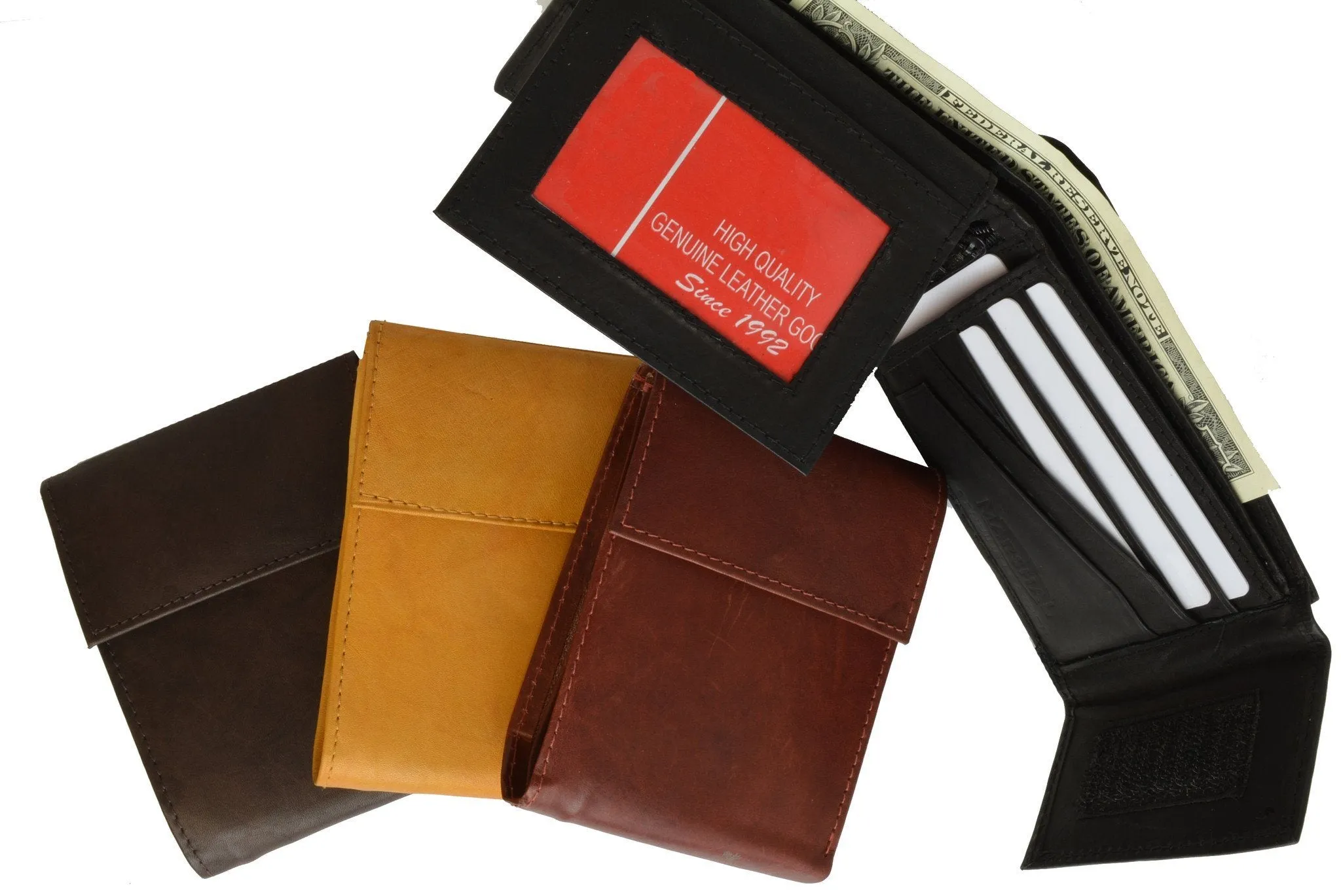 Men's Genuine Leather Bi-fold Safe Wallet