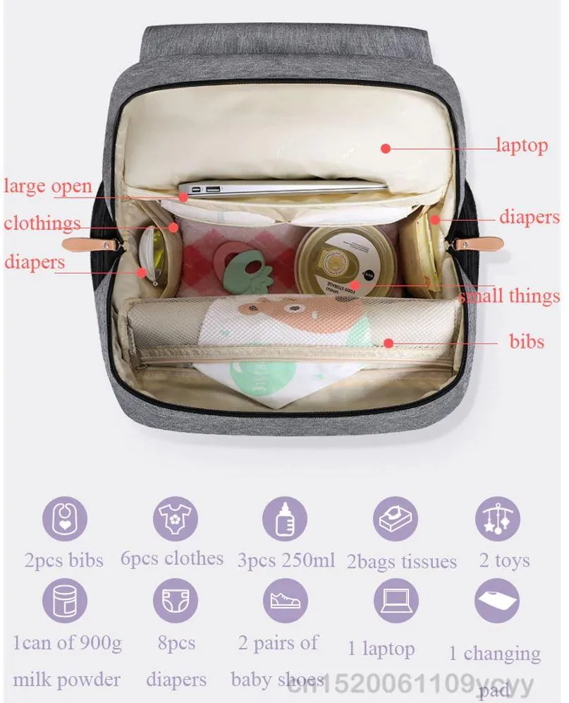 Parents Multifunction Large Capacity Travel Nappy Backpacks With Changing Mat