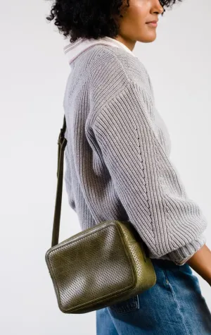 Perforated Medium Zipper Crossbody Bag