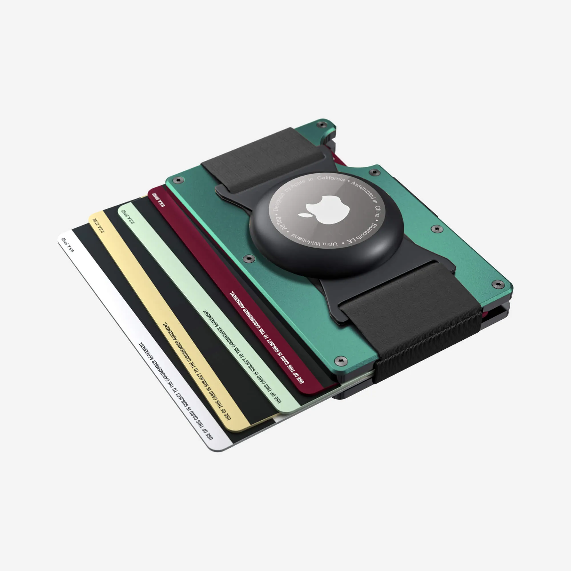 Personalised AirTag Cash Strap Wallet (Racing Green)