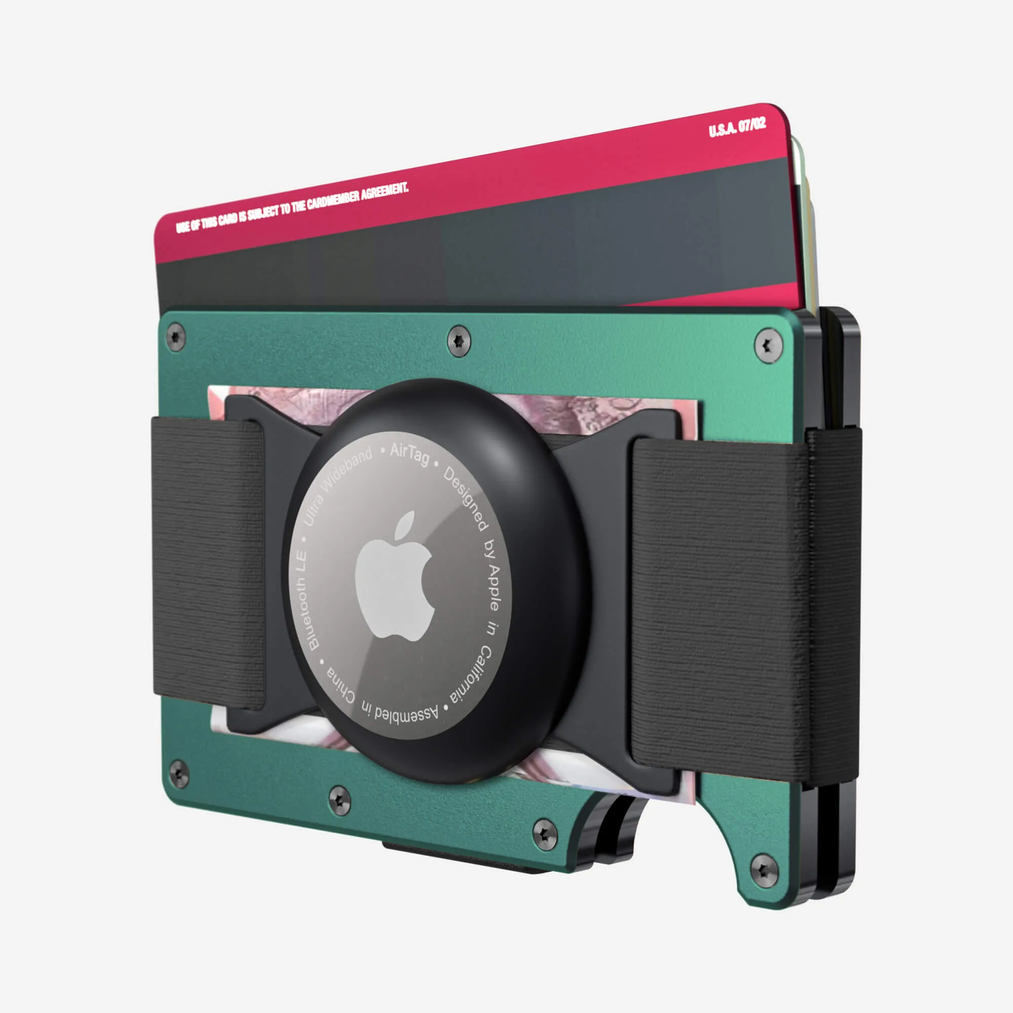 Personalised AirTag Cash Strap Wallet (Racing Green)