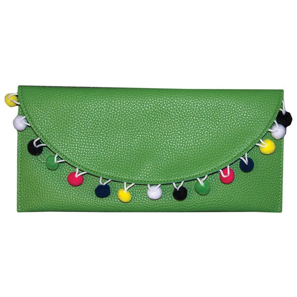 Pom Pom Vegan Leather Clutch