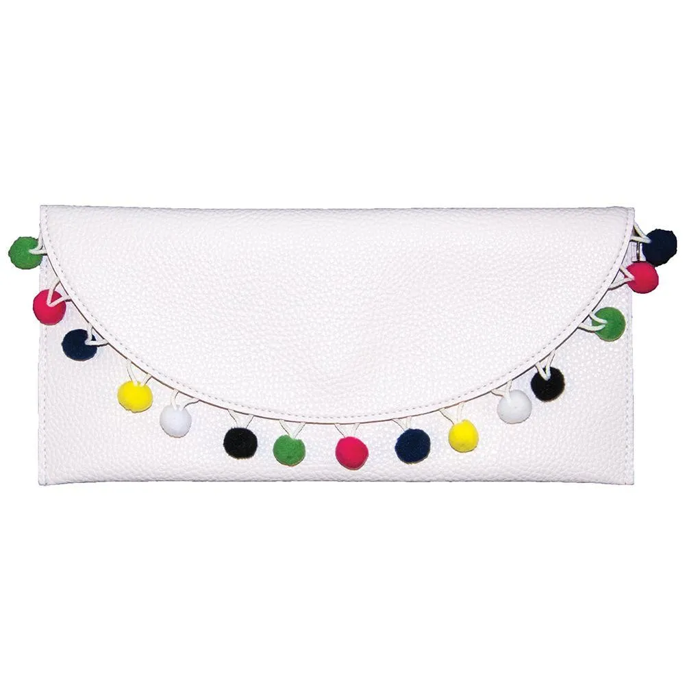 Pom Pom Vegan Leather Clutch