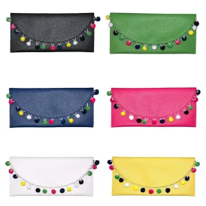 Pom Pom Vegan Leather Clutch