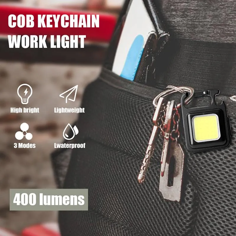Portable Flashlight Keychain Mini LED Light Glare COB USB Charging Emergency Lamps Work Light Outdoor Camping Light Corkscrew keychain flash light led