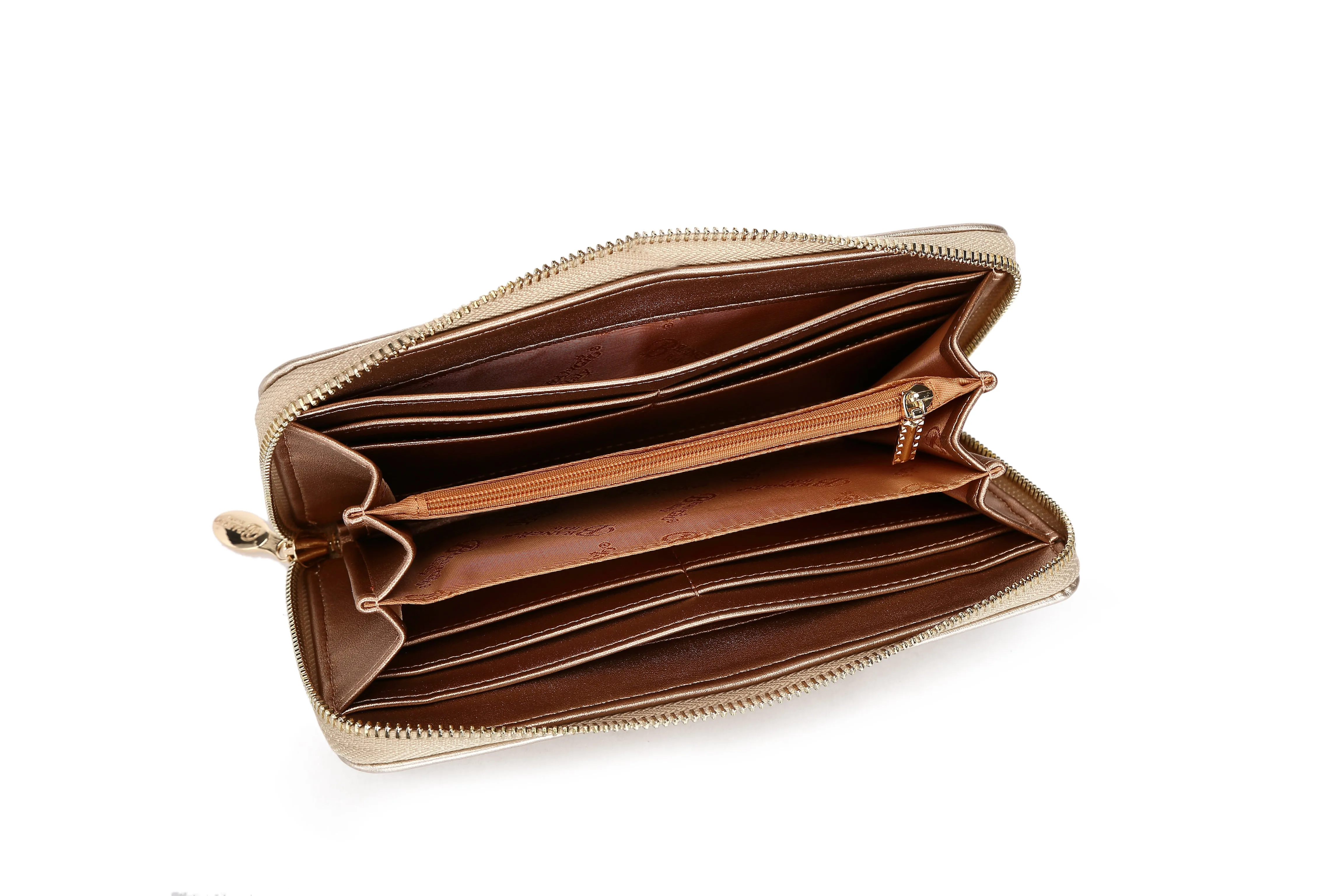 Rosette 3D Vegan Leather Crystal Wristlet Wallet