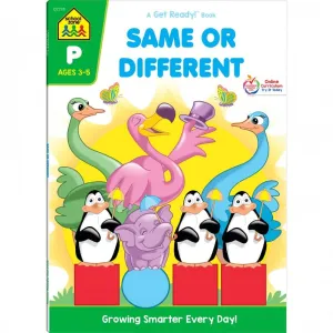 Same or Different Workbook - 32 Pages, Preschool to Kindergarten, Words, Letters, Colors, Matching, Compare and Contrast