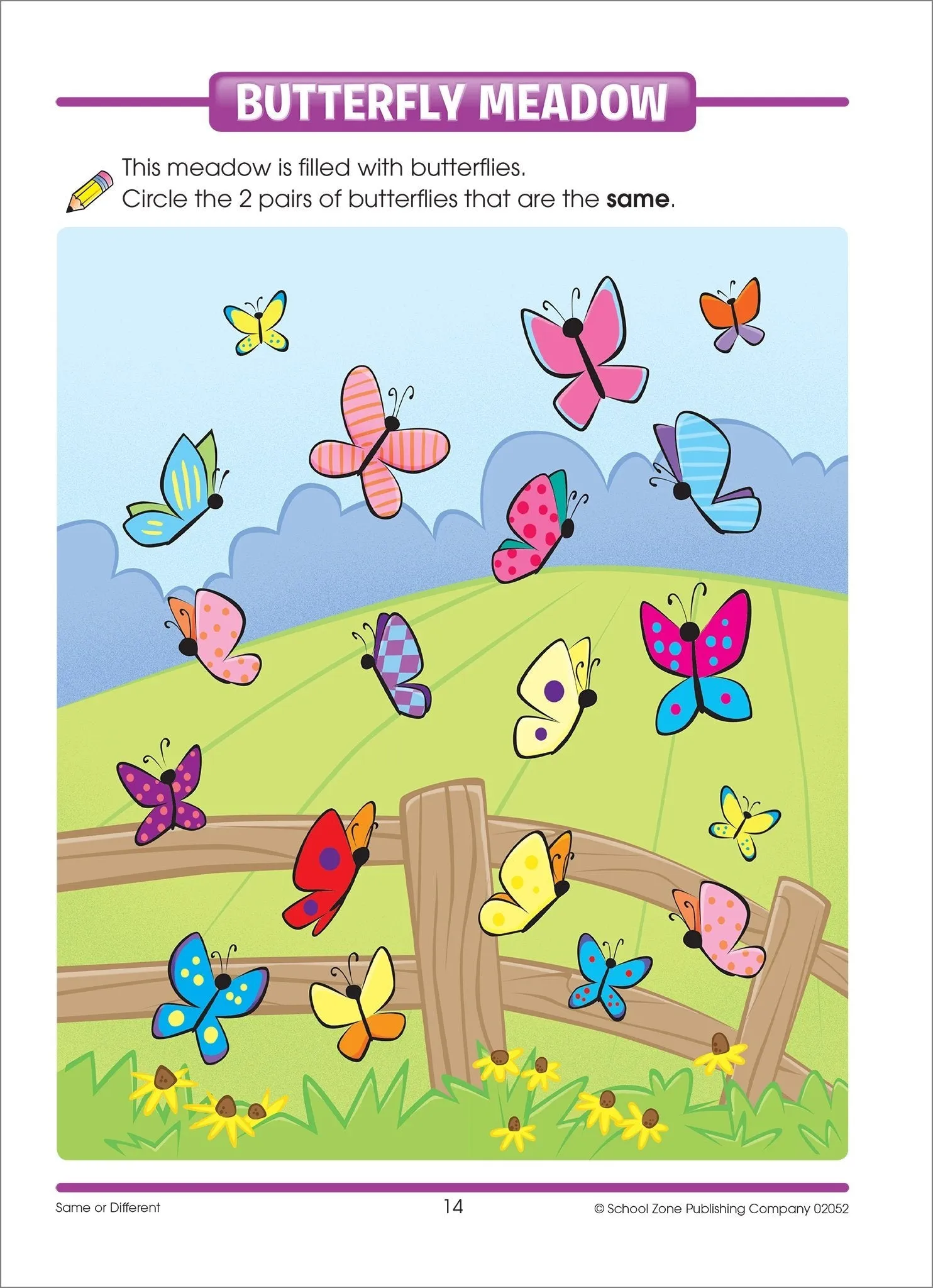Same or Different Workbook - 32 Pages, Preschool to Kindergarten, Words, Letters, Colors, Matching, Compare and Contrast