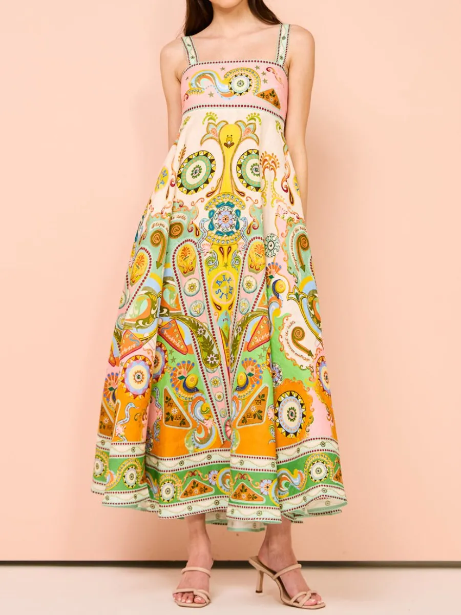 Sling Graffiti Printed Dress