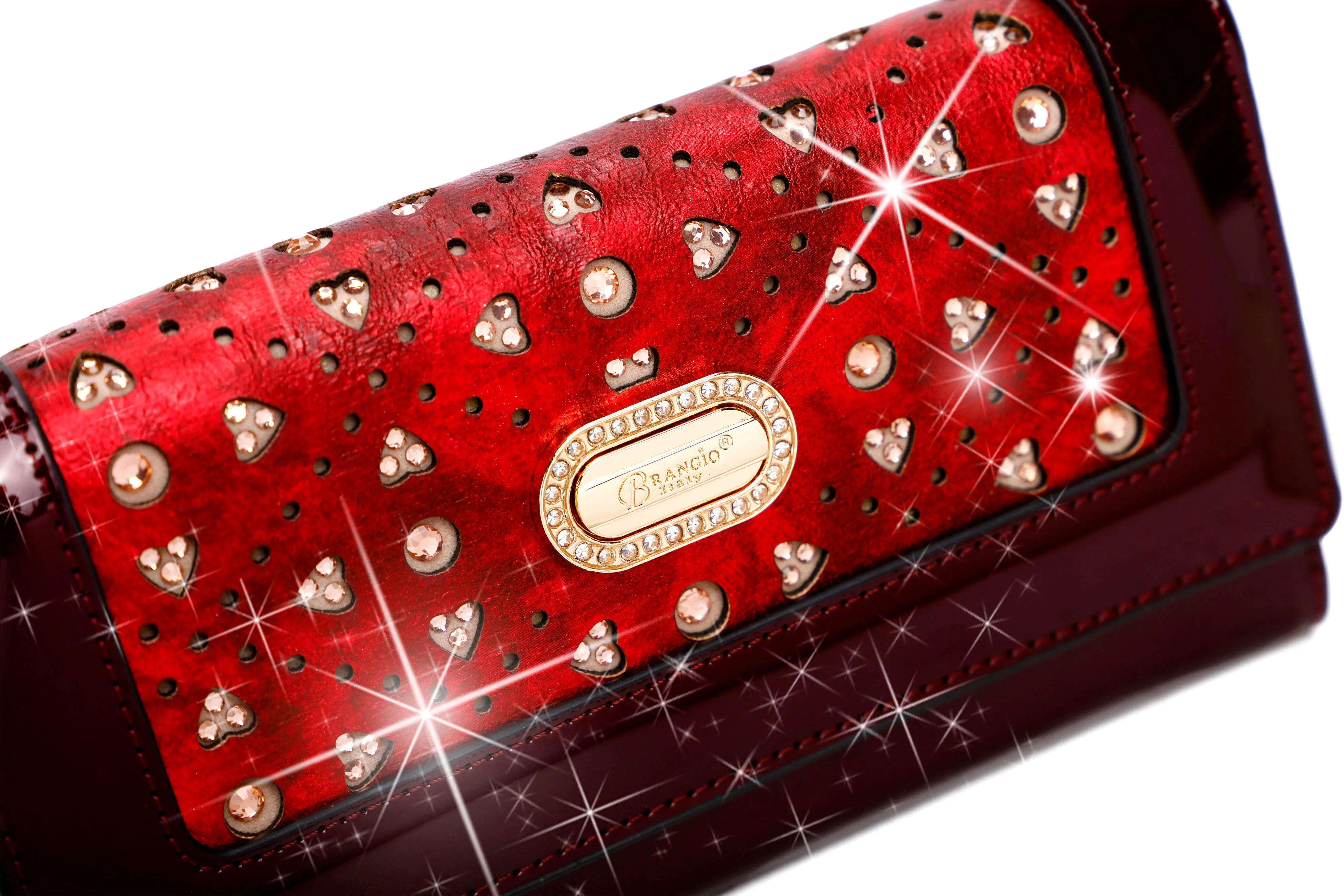 Sparkle of Hearts Envelope Shaped Vegan Tri-Fold Wallet