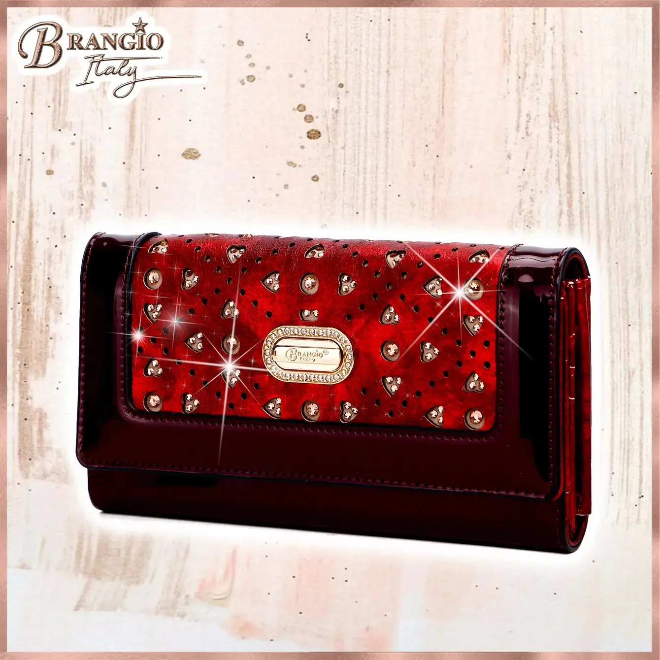 Sparkle of Hearts Envelope Shaped Vegan Tri-Fold Wallet