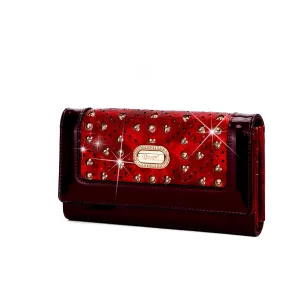 Sparkle of Hearts Envelope Shaped Vegan Tri-Fold Wallet