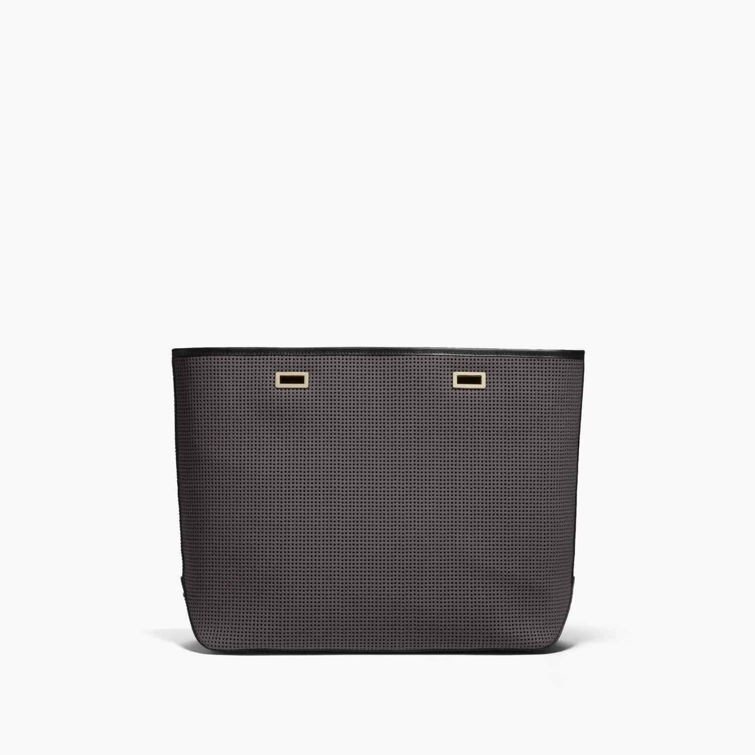 The Seville Shell - Perforated Saffiano Leather - Dark Grey / Gold / Black