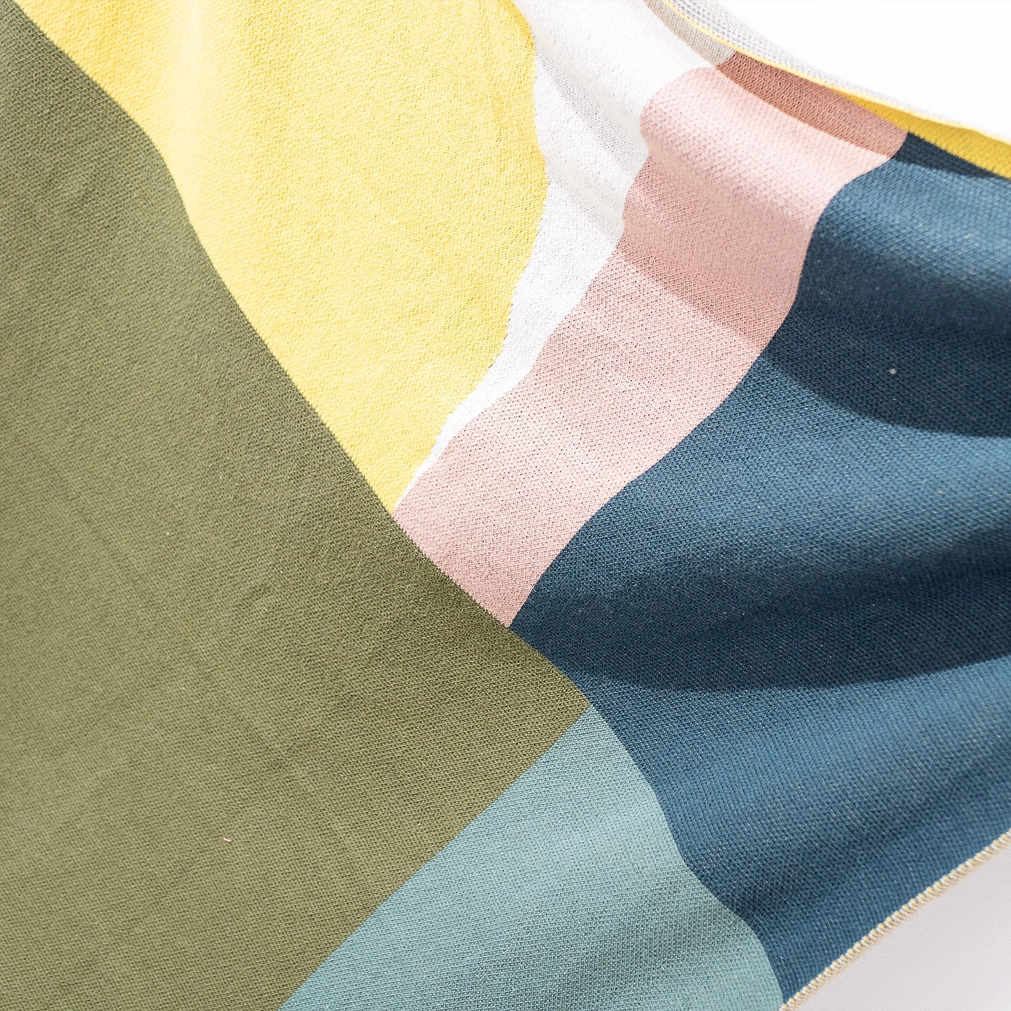 Throw / Blanket - Knitted Colourblock Geo Green