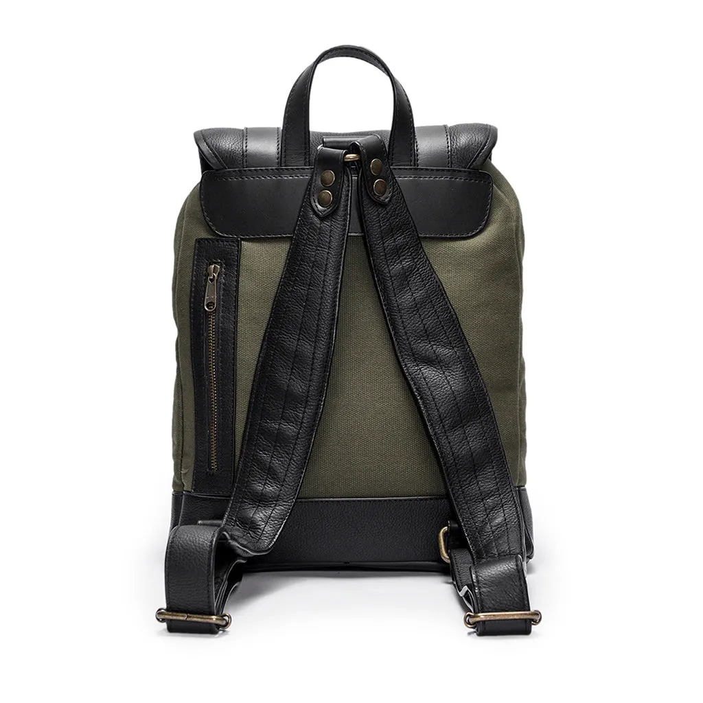 Tomcat | Green | Cotton Canvas | Black leather
