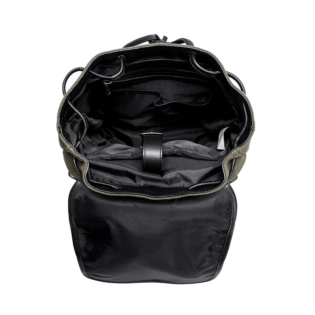 Tomcat | Green | Cotton Canvas | Black leather