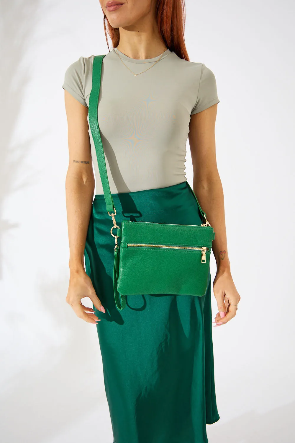 Vegan PU Leather Arizona Crossbody - Emerald Green
