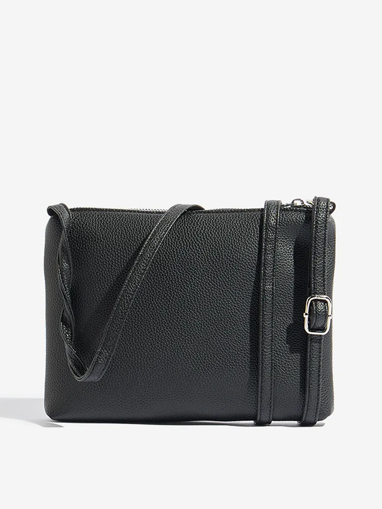 Westside Black Self-Textured Sling Bag