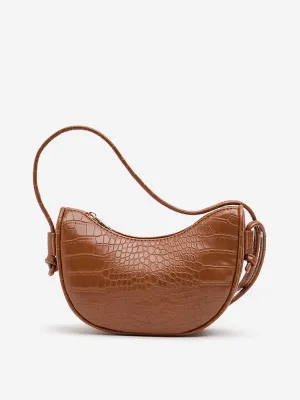 Westside Tan Reptilian Design Sling Bag