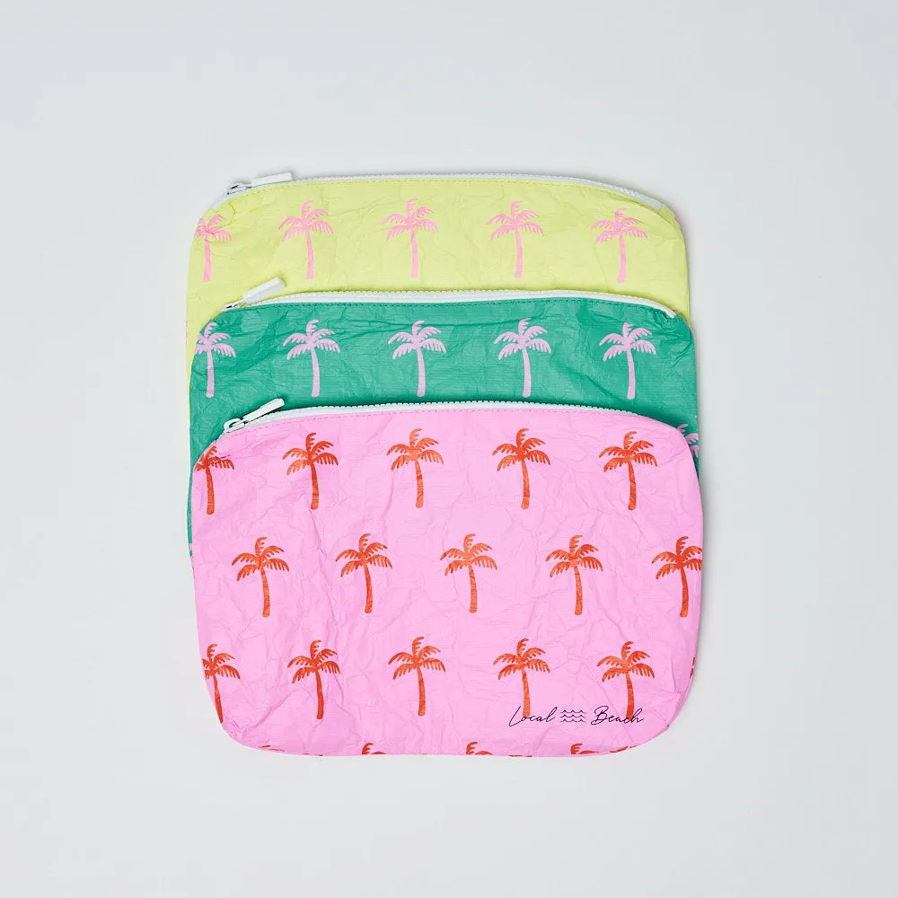 Yellow Neon Palms Water Resistant Tyvek Printed Pouch